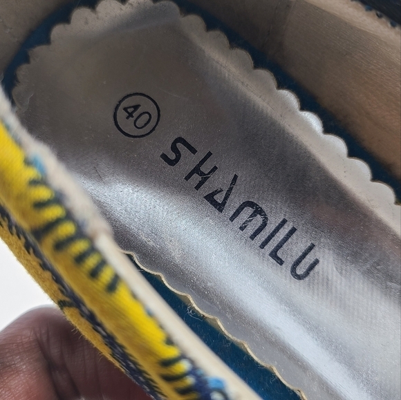 Shamilu | Women's Yellow & Blue Ankara Printed Flats (Size 40 or US Size 9.5) - Picture 3 of 15